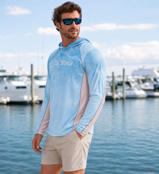 Blue Maddog Hooded Mesh Fishing Performance Shirt